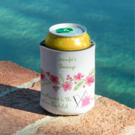 Porta-lata Sakura Pintada à Mão Bordado em Tela Personalizado