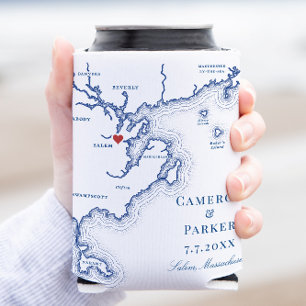 Porta-lata Salem MÃE Map Elegante Marinho Azul Favor de Casam