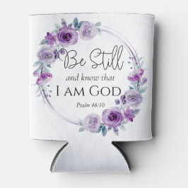 Porta-lata Salm 46:10 Esteja quieto e conheça o Floral Roxo B