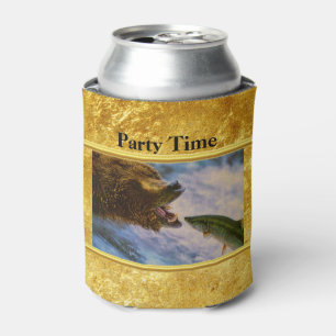 Porta-lata Salmão-de-cabeça-seca saltando para a boca de ur