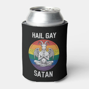 Porta-lata Salve Satanás Gay Cabra Gótico Engraçado LGBTQ