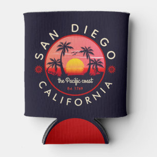 Porta-lata San Diego Beach California Retro Sunset Souvenir
