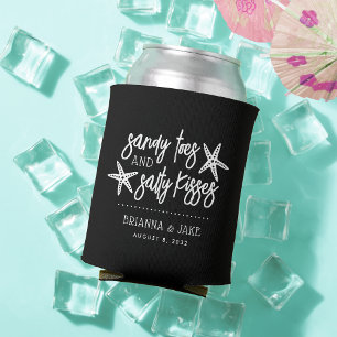 Porta-lata Sandy Toes Salty Kisses Destino Favor de Casamento