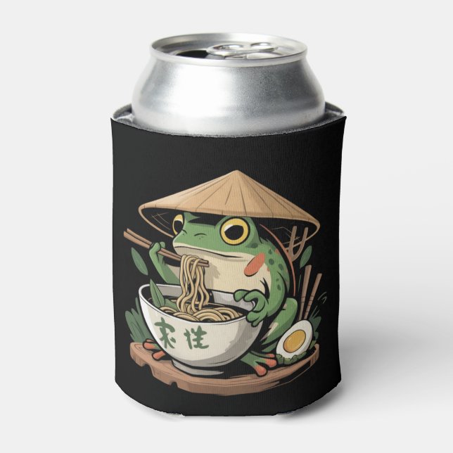 Porta-lata Sapo Comendo Ramen Kawaii Neko Macarrão Japonês  (Can Front)