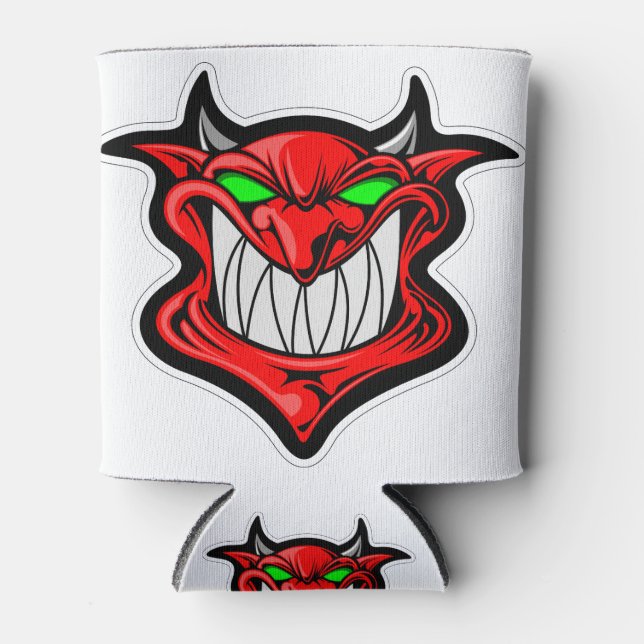 Porta-lata Satã de rosto de um demônio de desenho animado (Frente)