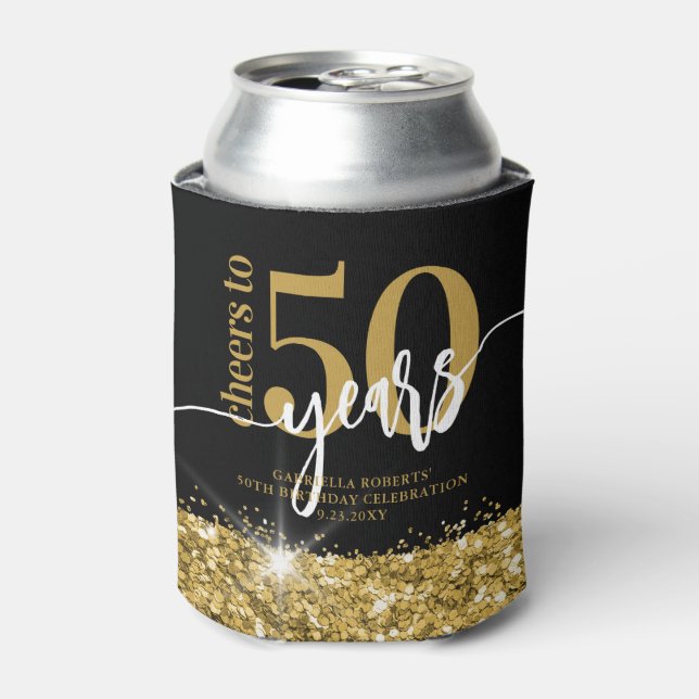 Porta-lata Saúde a anos Dourado Prêmio de Aniversário Glitter (Can Front)