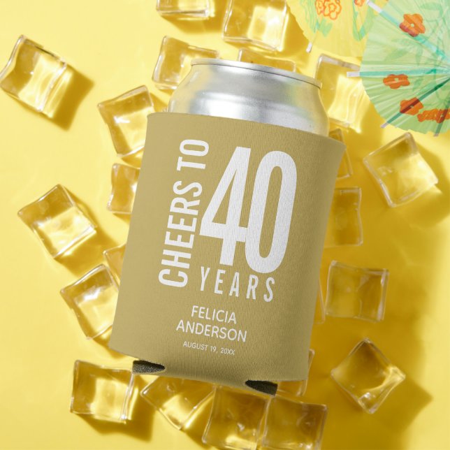 Porta-lata Saúde aos anos de aniversário Dourado (Verão in situ)