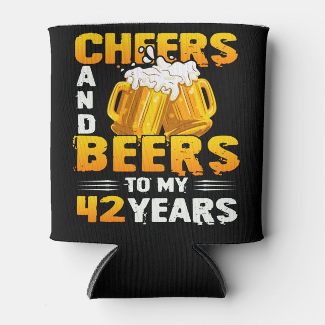 Porta-lata Saúde E Cervejas Aos Meus 42 Anos 42º Aniversário (Frente)