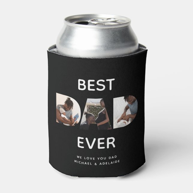 Porta-lata Script de Melhor Pai de Colagem de Fotografias de  (Can Front)