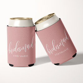 Porta-lata Script Moderno de Bridesmaid Rosa-Rosa Dusty