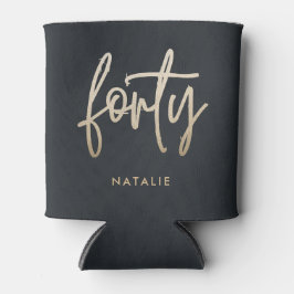 Porta-lata Script simples na moda aniversário de 40 anos eleg