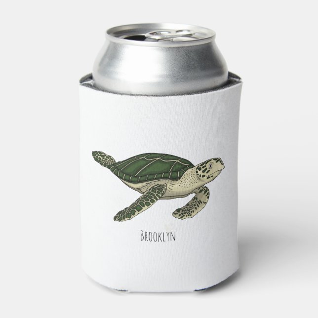 Porta-lata Sea turtle cartoon illustration  (Can Front)