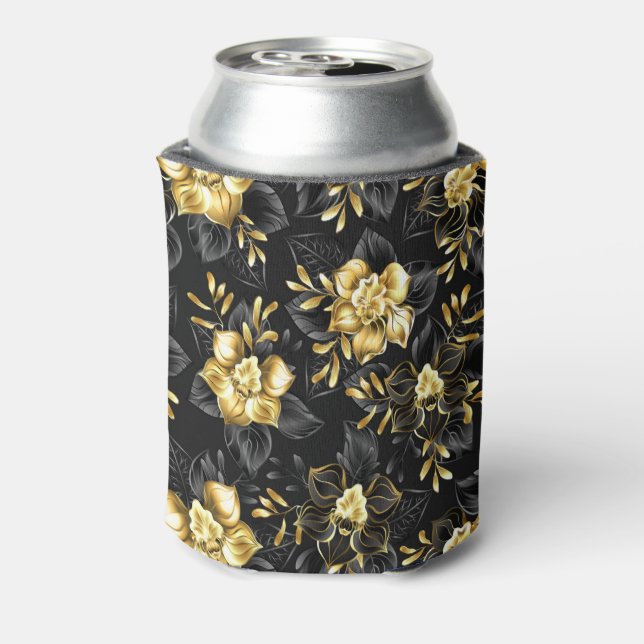 Porta-lata Sem costura com orquídeas de joalharia (Can Back)