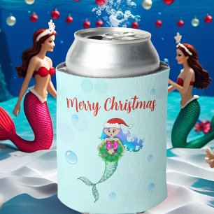 Porta-lata Sereia Colorida Segurando Fúria De Natal