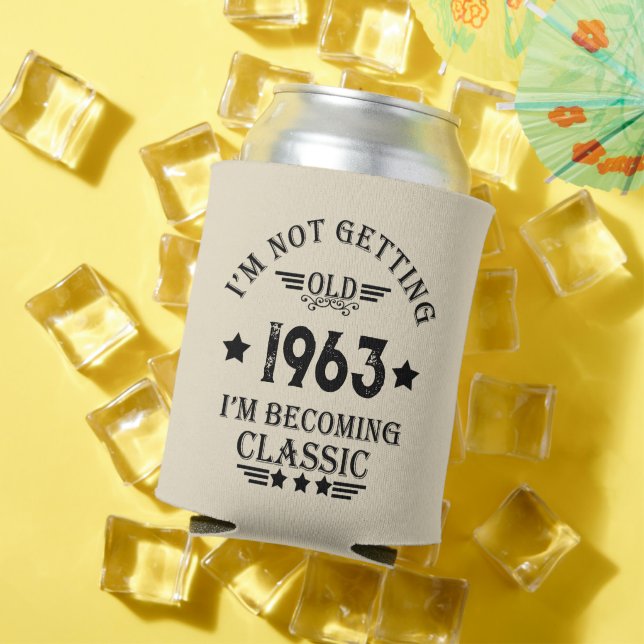 Porta-lata Sessenta festas de aniversário de safra personaliz (Verão in situ)