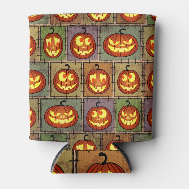 Porta-lata Shabby Halloween, fundo vintage. (Frente)
