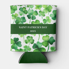 Porta-lata Shamrock de Aquarela Verde com Dia de São Patrício