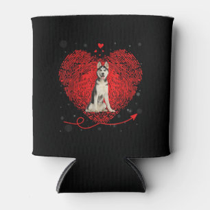 Porta-lata Siberian Husky Heart Love Presente de Namorados