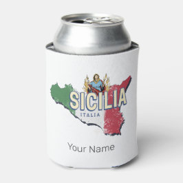 Porta-lata Sicília Bandeira Itália Retro Map Vintage Souvenir