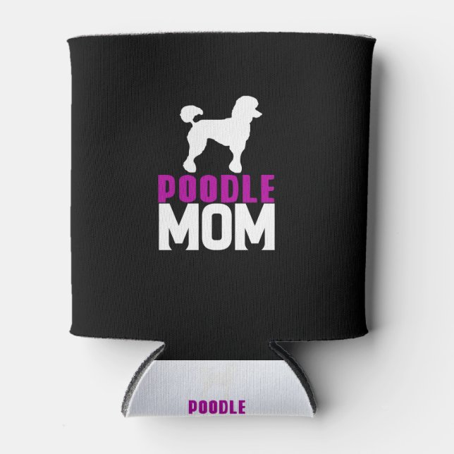 Porta-lata Silhouette Poodle Mãe Design Rosa (Frente)