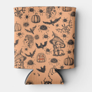 Porta-lata Silhueta de Bruxas de Halloween: Padrão de Cartoon