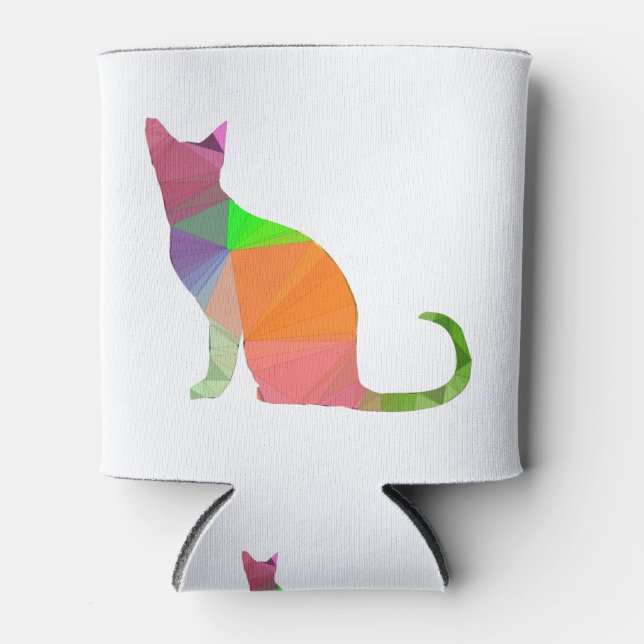 Porta-lata Silhueta de Gato Low Poly (Frente)