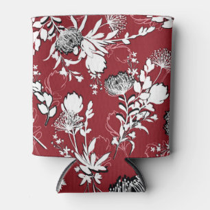 Porta-lata Silhueta floral, padrão botânico colorido.