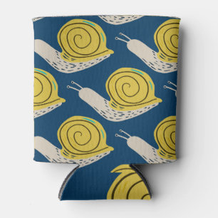 Porta-lata Silhuetas de caracóis: padrão amarelo, rosa.