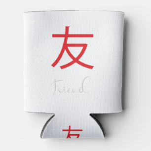 Porta-lata Símbolo Kanji Japonês para Amigo