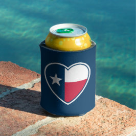 Porta-lata Símbolos do Texas, Bandeira do Texas, Coração - Az