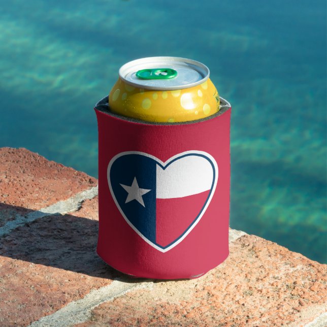 Porta-lata Símbolos do Texas, Bandeira do Texas, Coração - Ve (Piscina in situ)