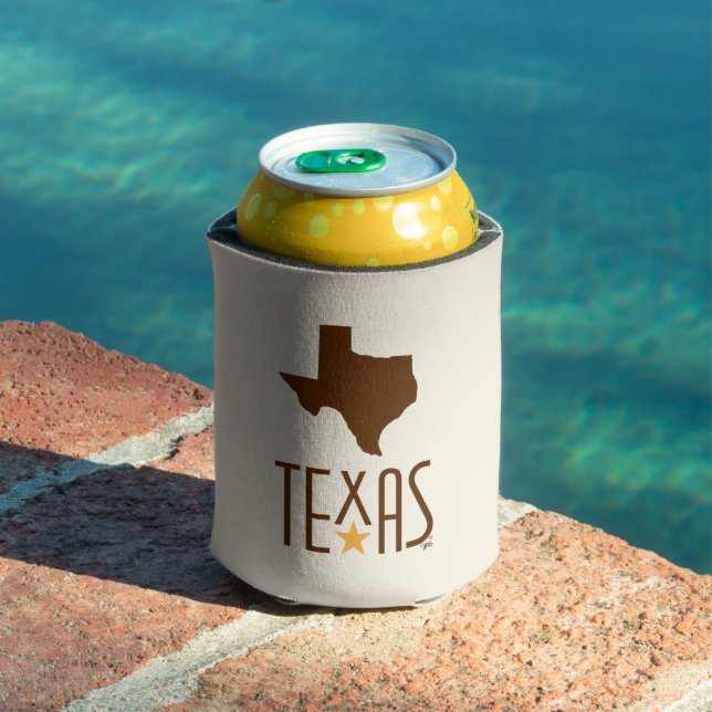 Porta-lata Símbolos do Texas, Estado do Texas, marrom (Piscina in situ)