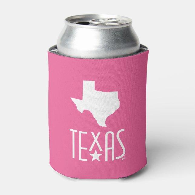 Porta-lata Símbolos do Texas, estado do Texas, rosa (Can Front)