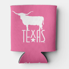 Porta-lata Símbolos do Texas, Longhorn, rosa