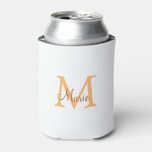 Porta-lata simples adicionar nome monograma laranja marrom th
