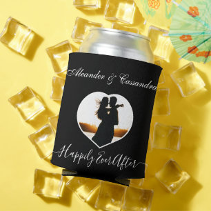 Porta-lata Simples casamento de fotos de preto e branco moder