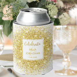 Porta-lata Simples Casamento Elegante Dourado Glam Glitter Pe