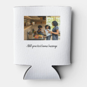 Porta-lata simples colagem de fotos com nome da família mamãe