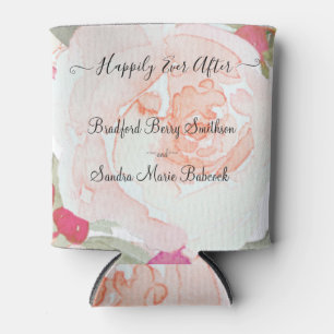 Porta-lata Simples Favor de Casamento Floral de Fushia Rosa R