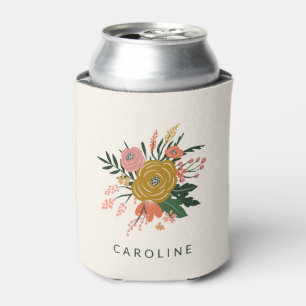 Porta-lata Simples Flor Personalizada Botânica Minimalista