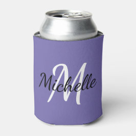 Porta-lata Simples Moderno Monograma Roxo Nome + Inicial