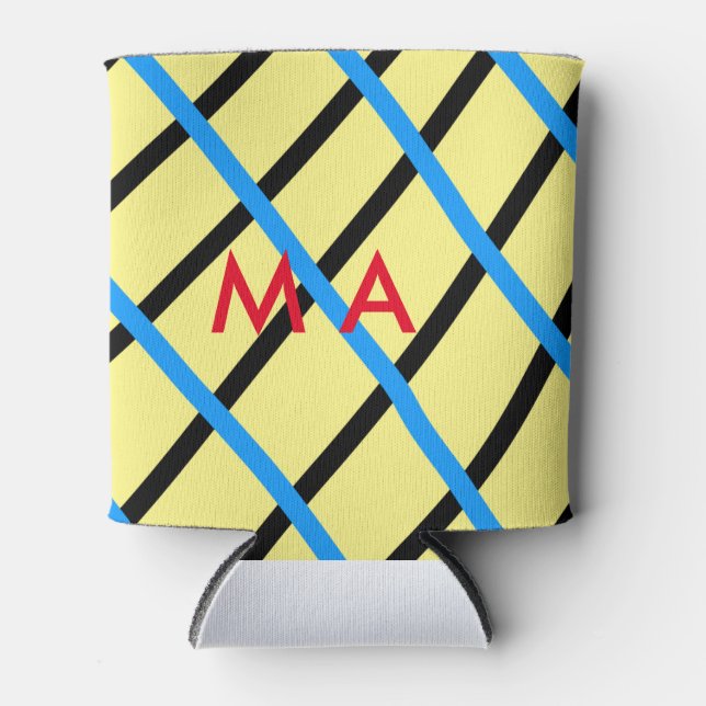 Porta-lata Simples monograma adicione seu nome com letra míni (Frente)