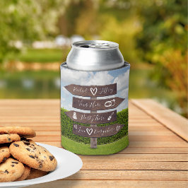 Porta-lata Sinalização Direcional de Casamento Rústico