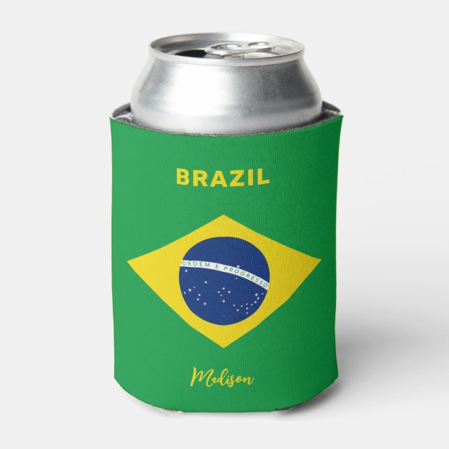 Porta-lata Sinalizador Brasil de Nome Personalizado (Can Front)