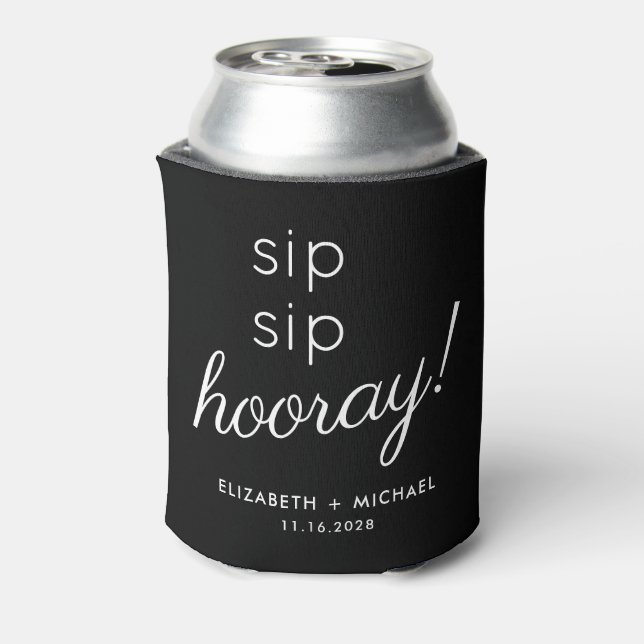 Porta-lata Sip Sip Hooray Black De Casamento (Can Back)