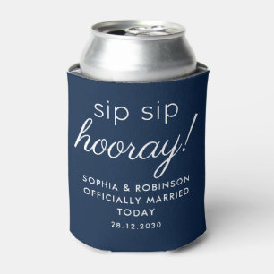 Porta-lata Sip Sip Hooray Weding Favor Marinho Azul Engraçado