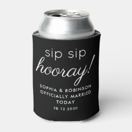 Porta-lata Sip Sip Hooray Weding Favorece Black Funny