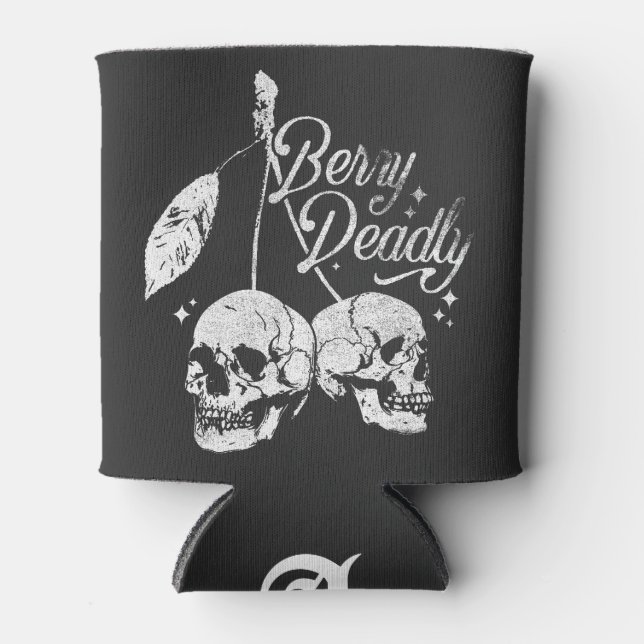 Porta-lata Skull Cherry Spooky and Sweet Gothic Halloween (Frente)