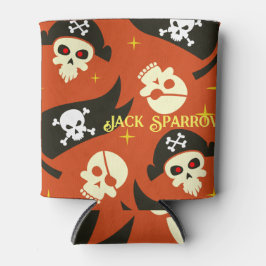 Porta-lata Skull & Cross Bones com texto editável