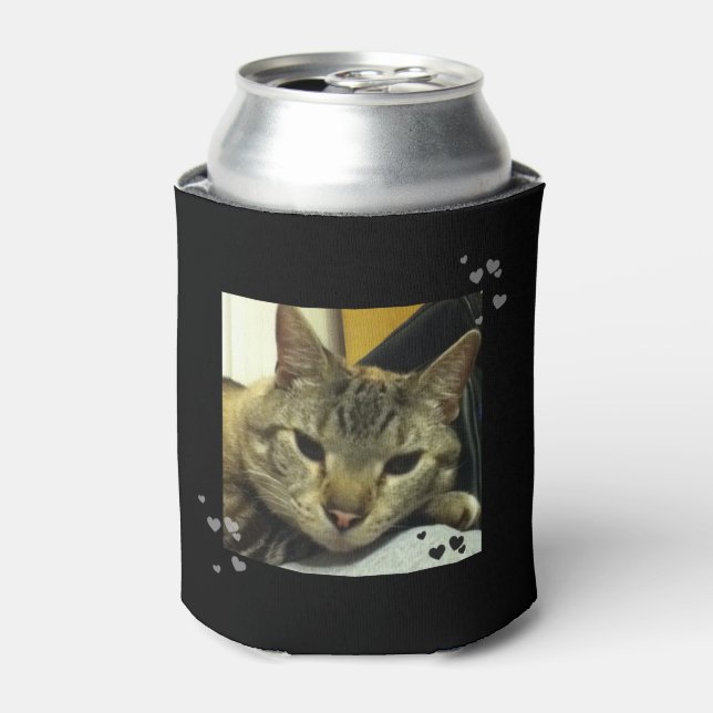 Porta-lata Sleepy Siamese Tabby Cat Can Cooler (Can Front)